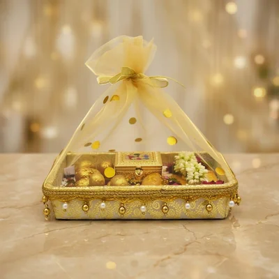 Royal Golden 8x8 inch Decorative Hamper Packing Baskets chennai omr