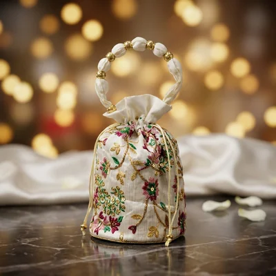 Printed Jute Potli Bag | Return Gift Bags | Drawstring Pouches | Eco-Friendly Gifting