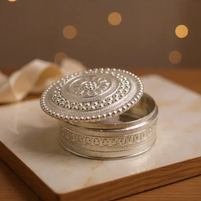  Handcrafted German Silver Pooja Box